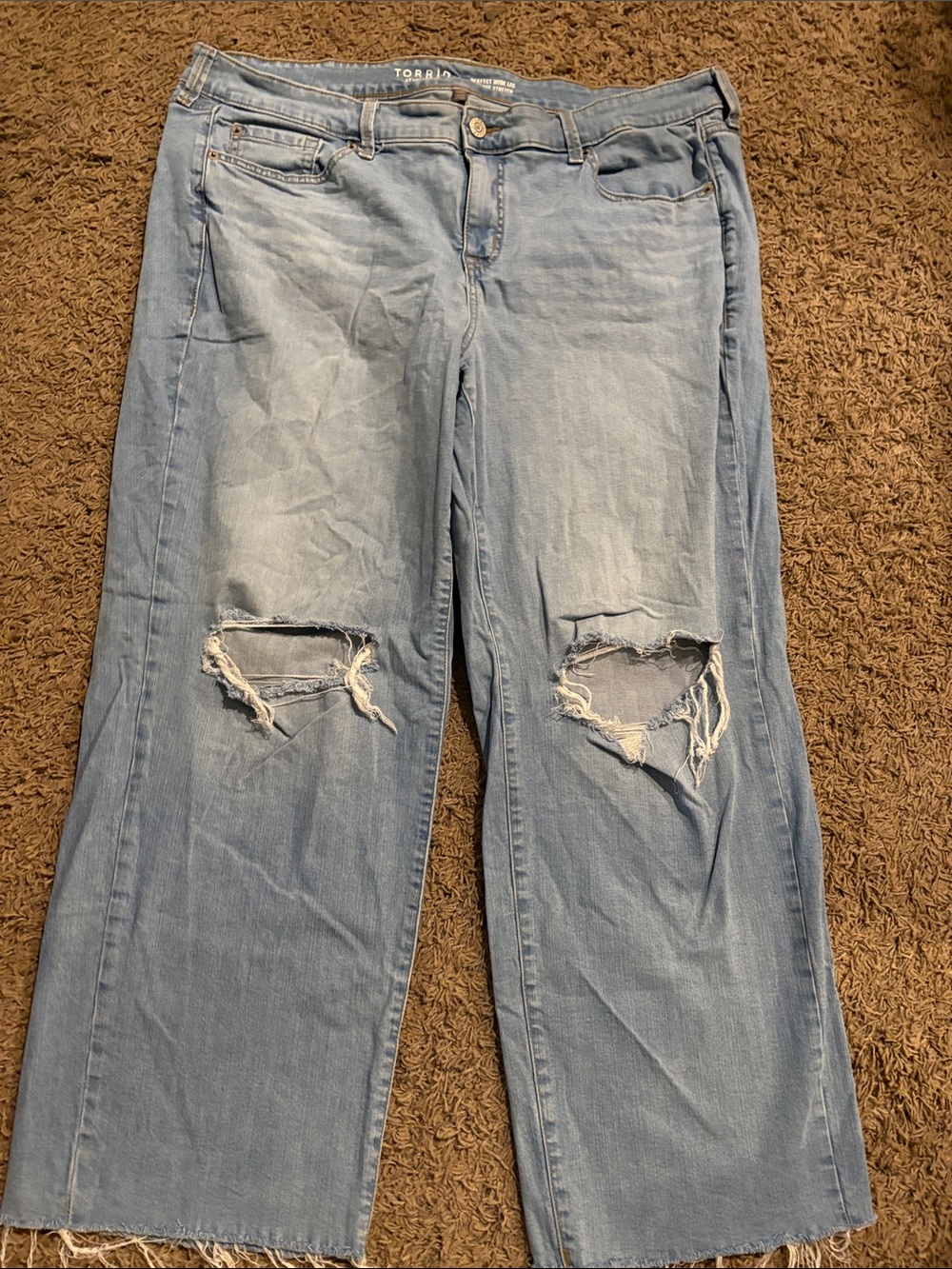 torrid Light Wash Distressed Straight-Leg Jeans 18R